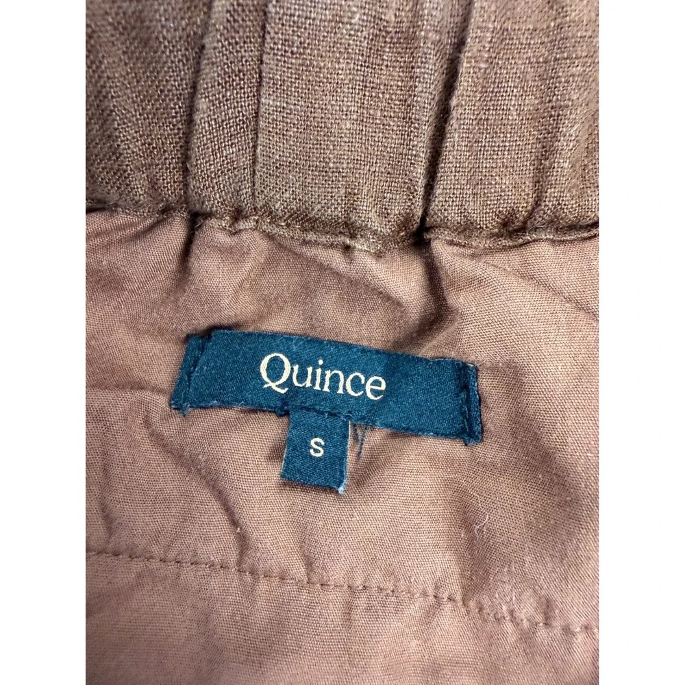 Quince Brown 100% Linen Drawstring Elastic Waist Straight Leg Pants Womens Small